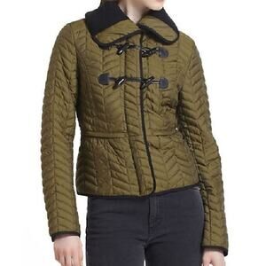 Cartonnier Green Quilted Crop Toggle Jacket Coat Size Small